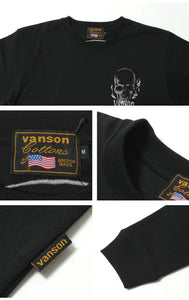 VANSON  NVLT-2514 Skull Head Embroidered Jersey Long Sleeve T-Shirt