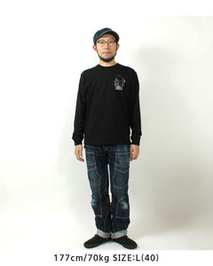 VANSON  NVLT-2514 Skull Head Embroidered Jersey Long Sleeve T-Shirt