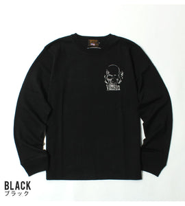 VANSON  NVLT-2514 Skull Head Embroidered Jersey Long Sleeve T-Shirt