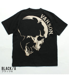 VANSON NVST-2506 Big skull embroidered short sleeve T-shirt
