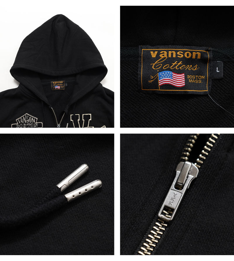 VANSON  NVSZ-2522 Premium Line Embroidered Patch Full Zip Hoodie