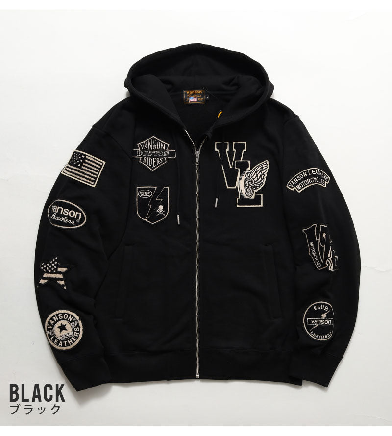 VANSON  NVSZ-2522 Premium Line Embroidered Patch Full Zip Hoodie
