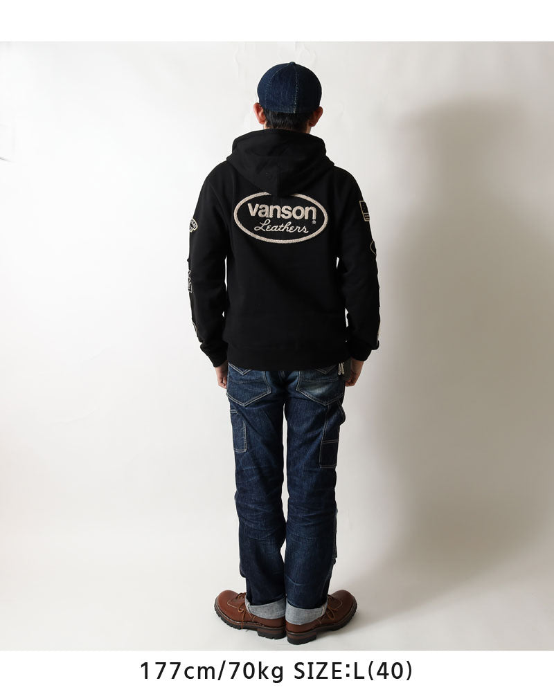 VANSON  NVSZ-2522 Premium Line Embroidered Patch Full Zip Hoodie