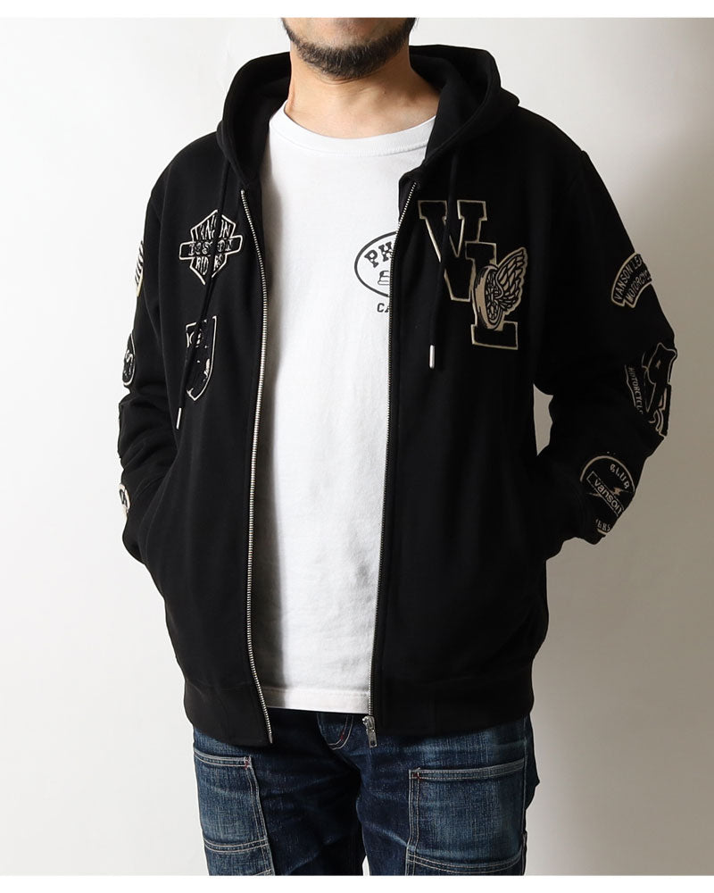 VANSON  NVSZ-2522 Premium Line Embroidered Patch Full Zip Hoodie