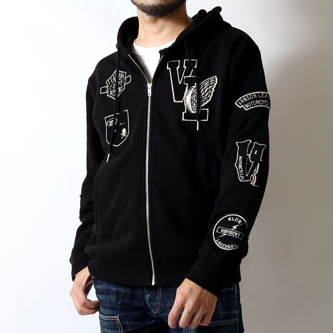 VANSON  NVSZ-2522 Premium Line Embroidered Patch Full Zip Hoodie
