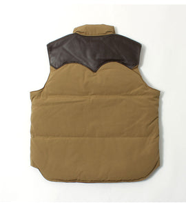 Sugar Cane Lot,SC15222 Leather Yoke T/C Down Vest