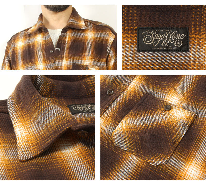 Sugar Cane SC29203 OMBRE PLAID HEAVY FLANNEL L/S WORK SHIRT