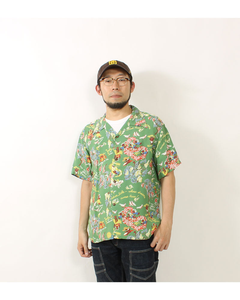 Sun Surf Lot,SS39219 RAYON HAWAIIAN SHIRT "MOEUHANE -DREAM CASTLE-"