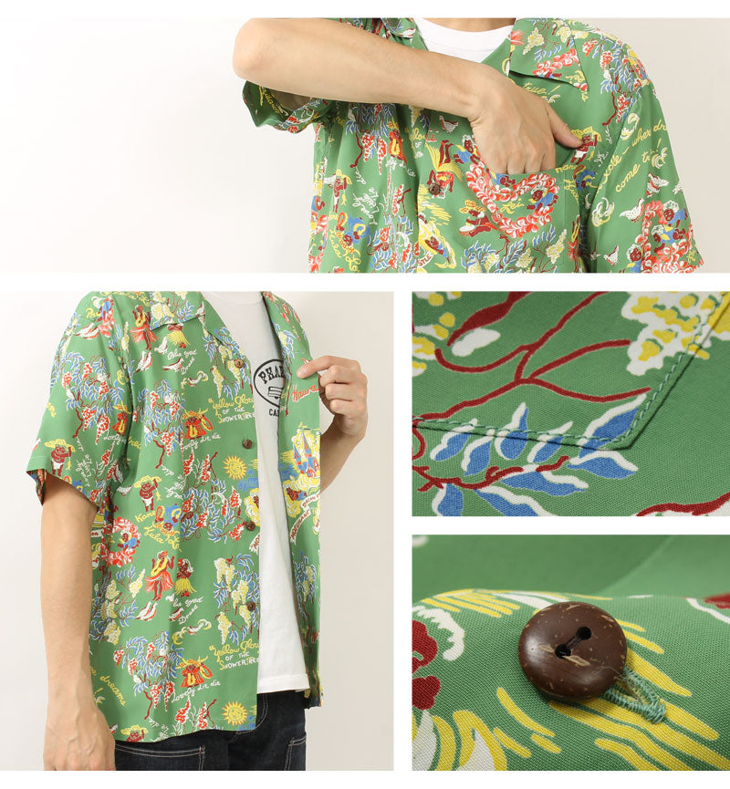 Sun Surf Lot,SS39219 RAYON HAWAIIAN SHIRT "MOEUHANE -DREAM CASTLE-"