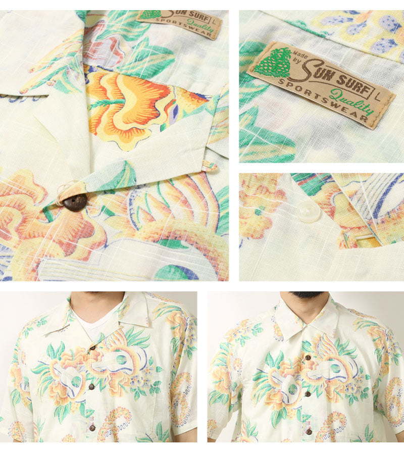 Sun Surf lot,SS39283 COTTON × LINEN OPEN SHIRT "MACINTOSH UKULELE"