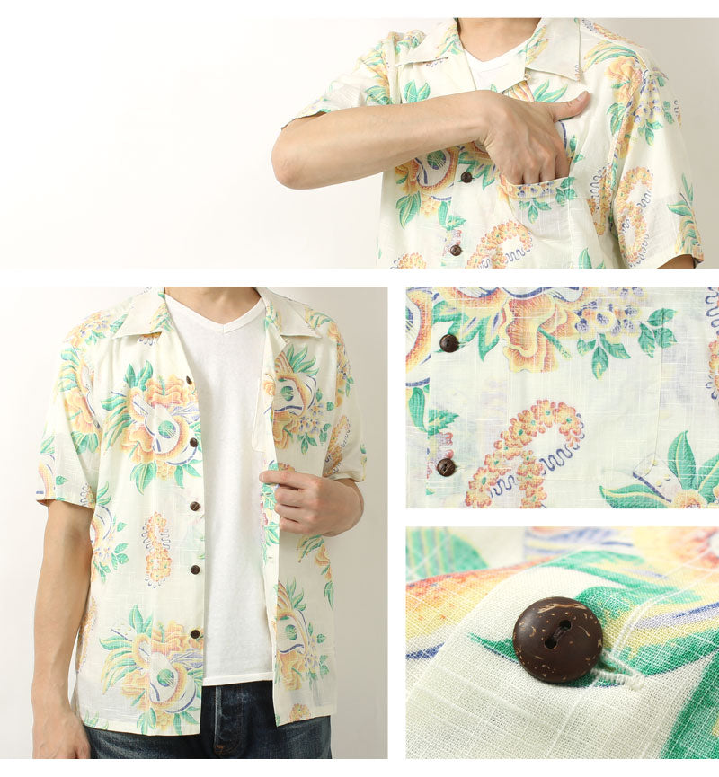 Sun Surf lot,SS39283 COTTON × LINEN OPEN SHIRT "MACINTOSH UKULELE"