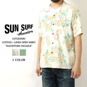 Sun Surf lot,SS39283 COTTON × LINEN OPEN SHIRT "MACINTOSH UKULELE"