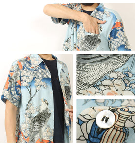 Sun Surf Lot,SS39327 Hawaiian Shirt 葛飾北斎 Katsushika Hokusai 桜花に鷹図