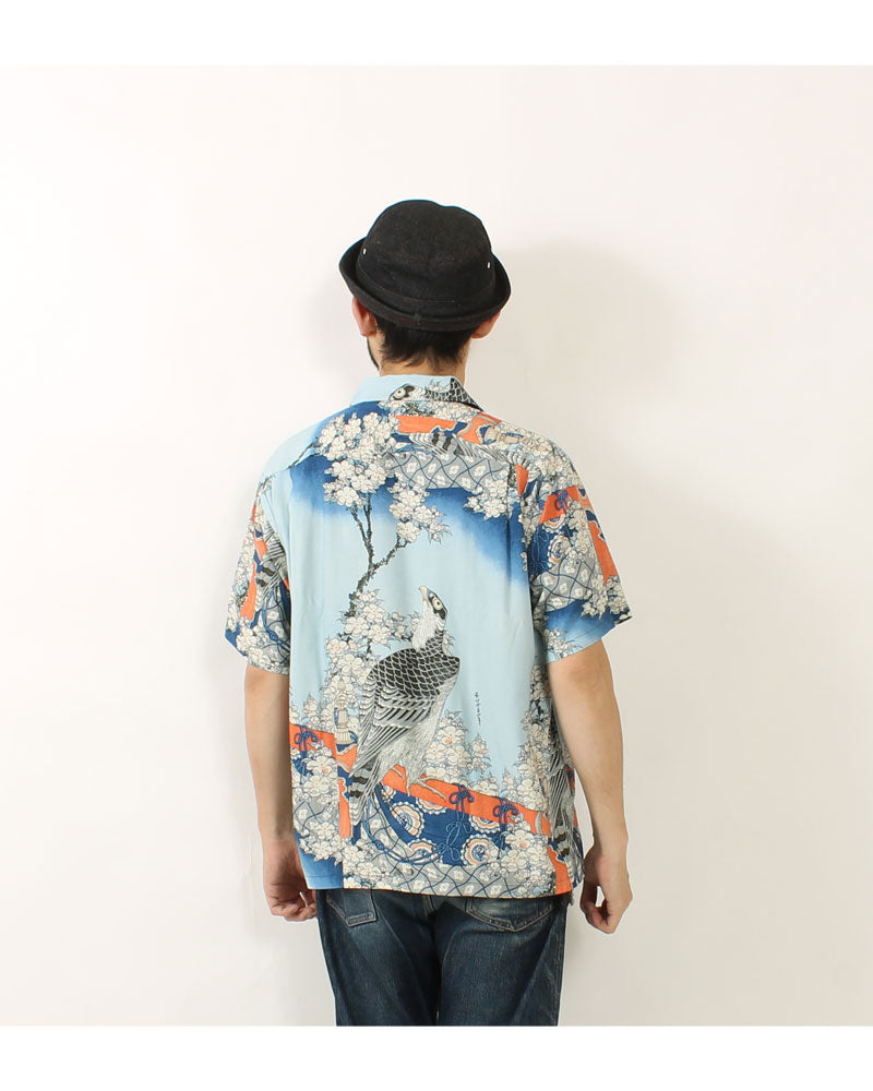 Sun Surf Lot,SS39327 Hawaiian Shirt 葛飾北斎 Katsushika Hokusai 桜花に鷹図