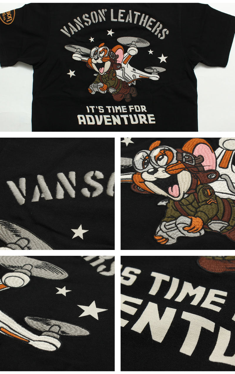 VANSON TJV-2517 Tom & Jerry collaboration embroidered jersey T-shirt