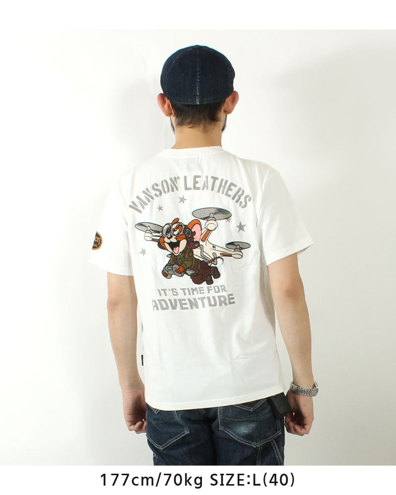 VANSON TJV-2517 Tom & Jerry collaboration embroidered jersey T-shirt