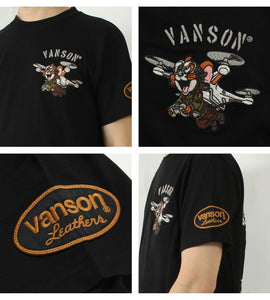 VANSON TJV-2517 Tom & Jerry collaboration embroidered jersey T-shirt
