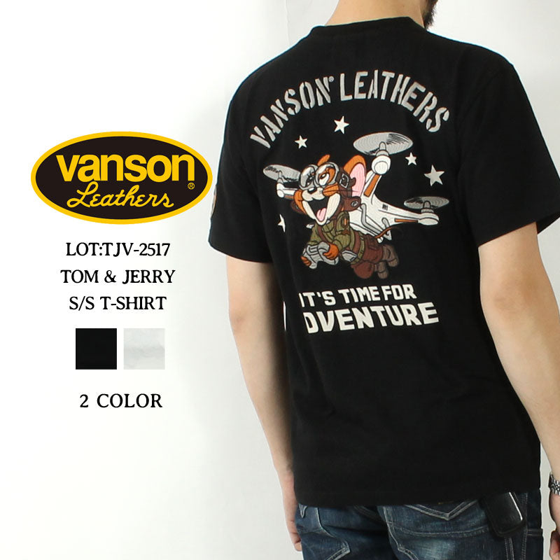 VANSON TJV-2517 Tom & Jerry collaboration embroidered jersey T-shirt