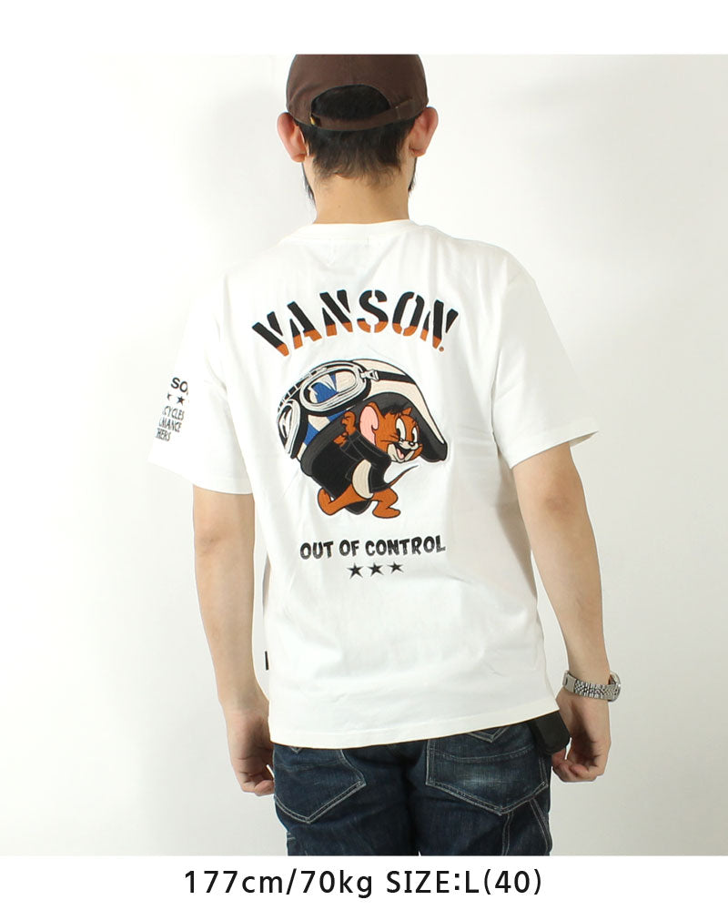 VANSON TJV-2524 Tom & Jerry collaboration embroidered jersey T-shirt