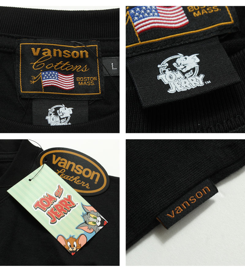VANSON TJV-2524 Tom & Jerry collaboration embroidered jersey T-shirt