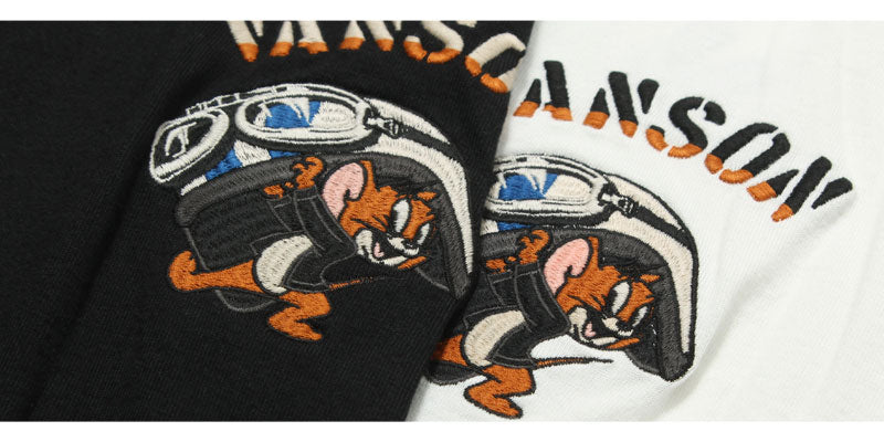 VANSON TJV-2524 Tom & Jerry collaboration embroidered jersey T-shirt