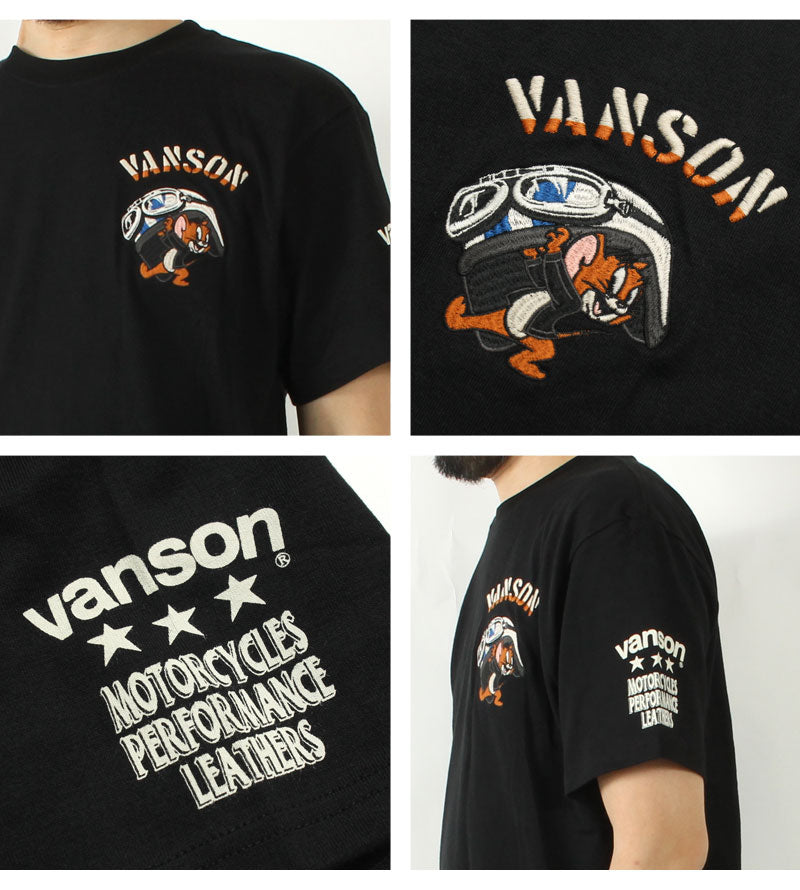 VANSON TJV-2524 Tom & Jerry collaboration embroidered jersey T-shirt