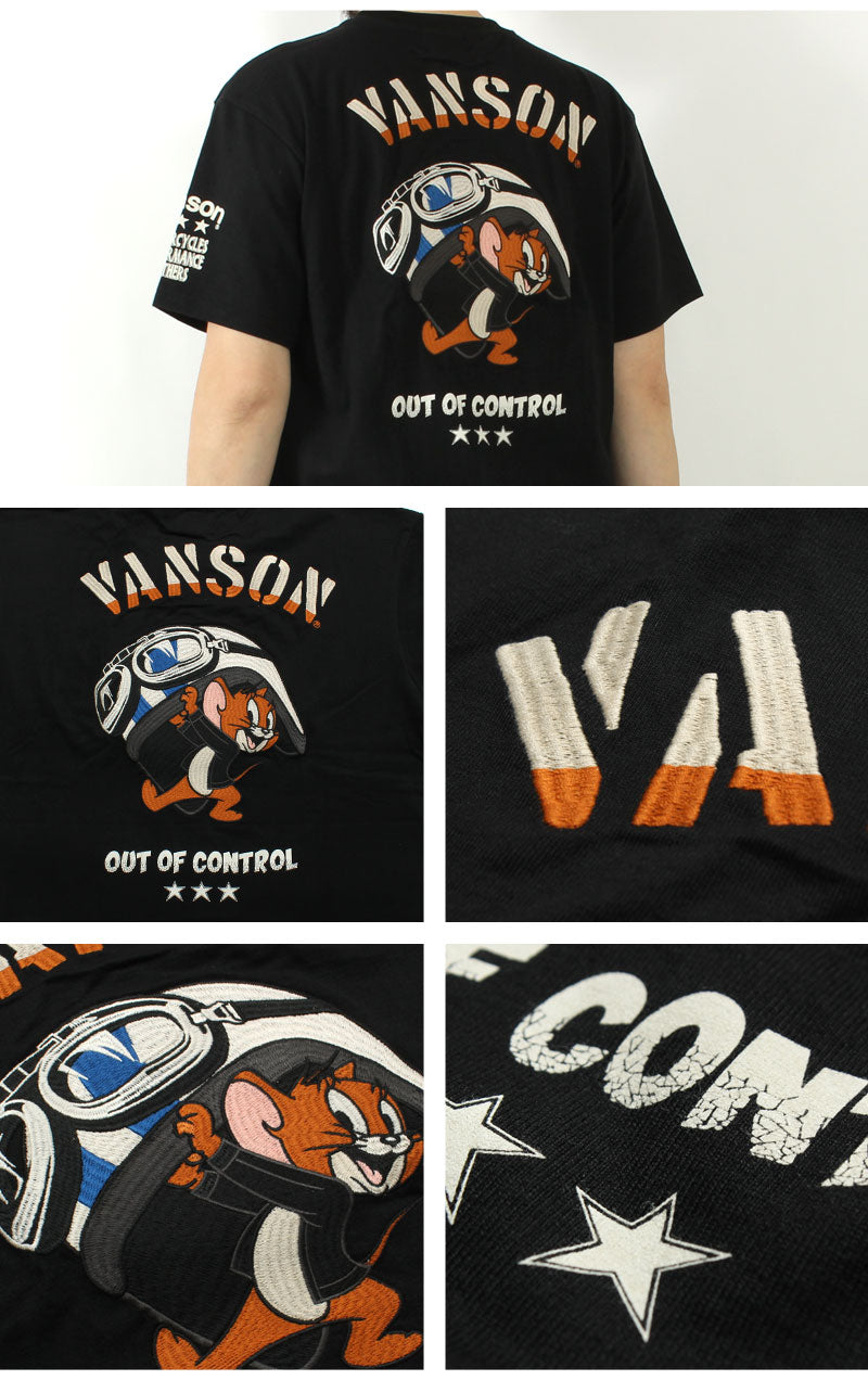 VANSON TJV-2524 Tom & Jerry collaboration embroidered jersey T-shirt