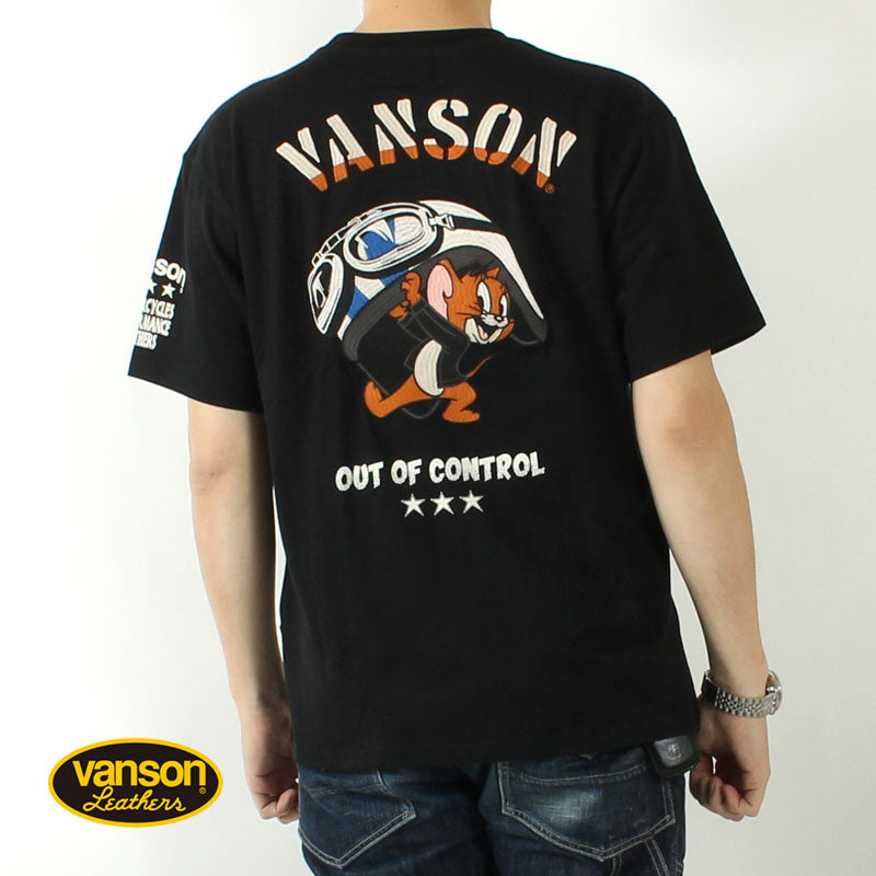VANSON TJV-2524 Tom & Jerry collaboration embroidered jersey T-shirt