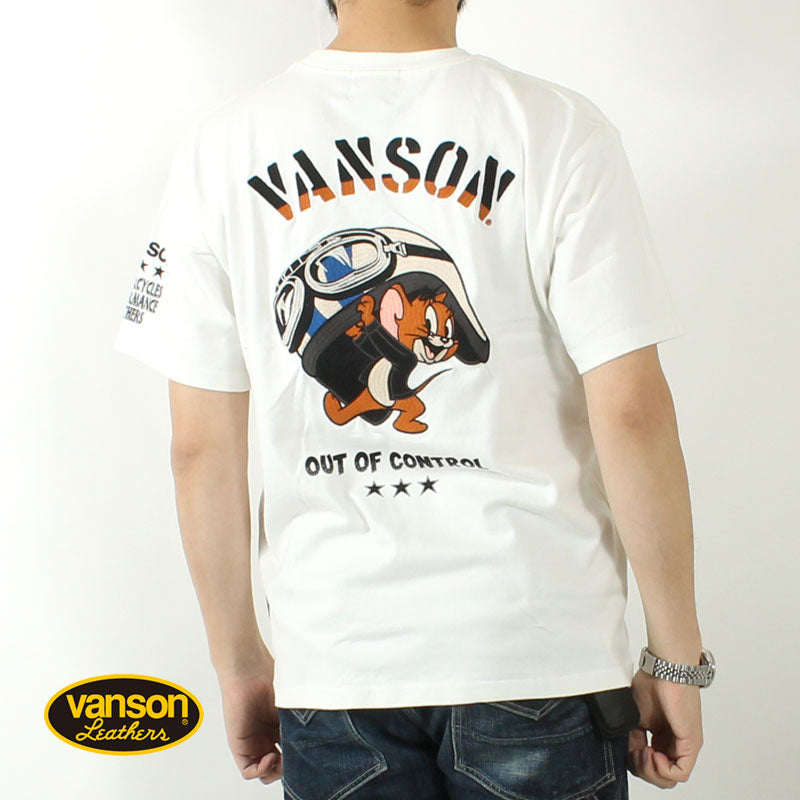 VANSON TJV-2524 Tom & Jerry collaboration embroidered jersey T-shirt
