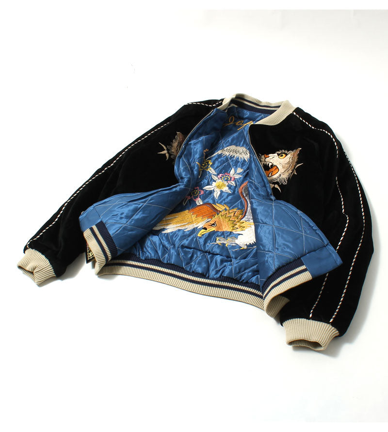 Tailor Toyo Lot,15392-119 Mid 1950s Style Velveteen Souvenir Jacket "WHITE TIGER"×"EAGLE"