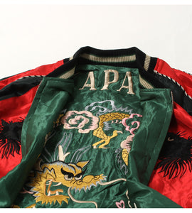 Tailor Toyo Lot,TT15491-165 Early 1950s - Mid 1950s Style Acetate Souvenir Jacket "BLACK TIGER" × "GOLD DRAGON"