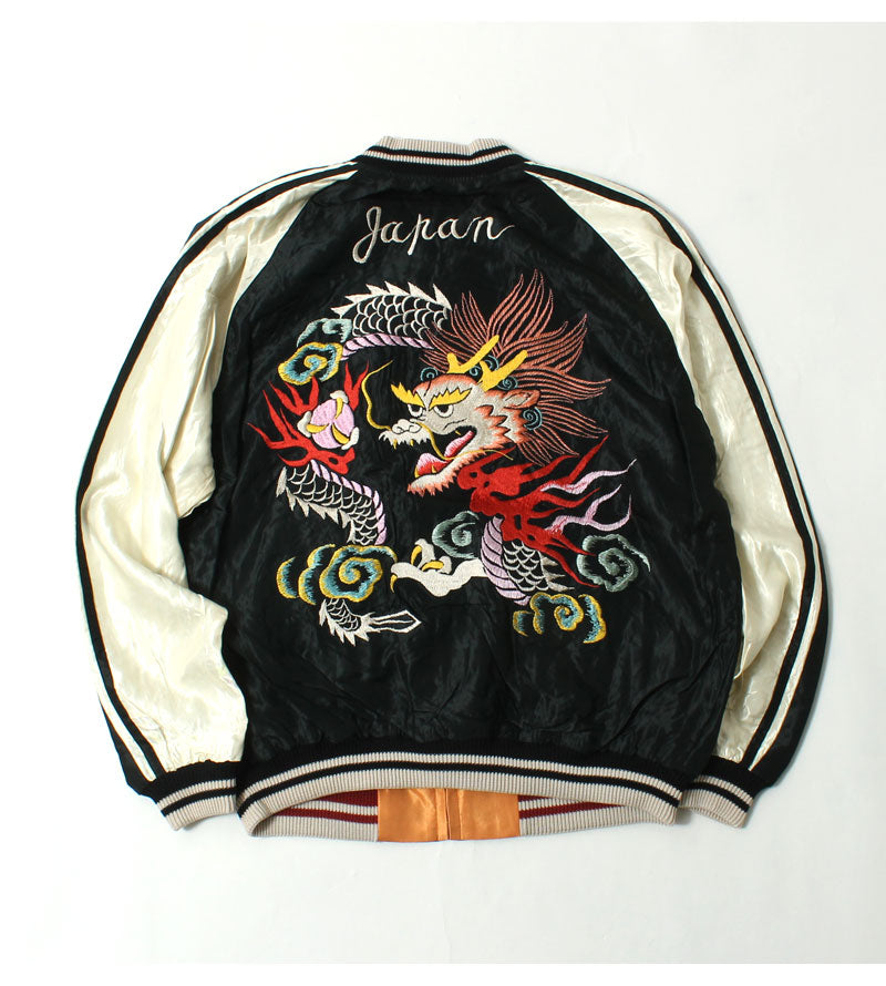 Taylor Toyo TT15682-119 Early 1950s Style Acetate Souvenir Jacket "WHITE DRAGON" × "EAGLE"