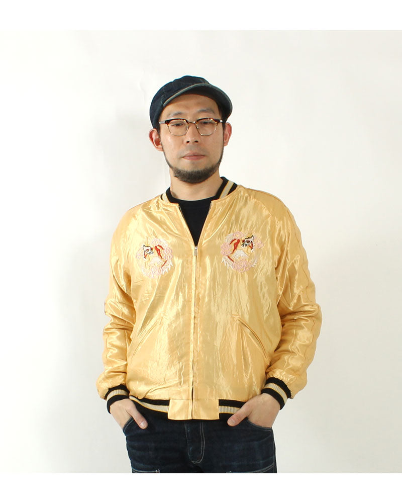 Taylor Toyo TT15682-145 Early 1950s Style Acetate Souvenir Jacket "ROARING TIGER" × "JAPAN MAP"