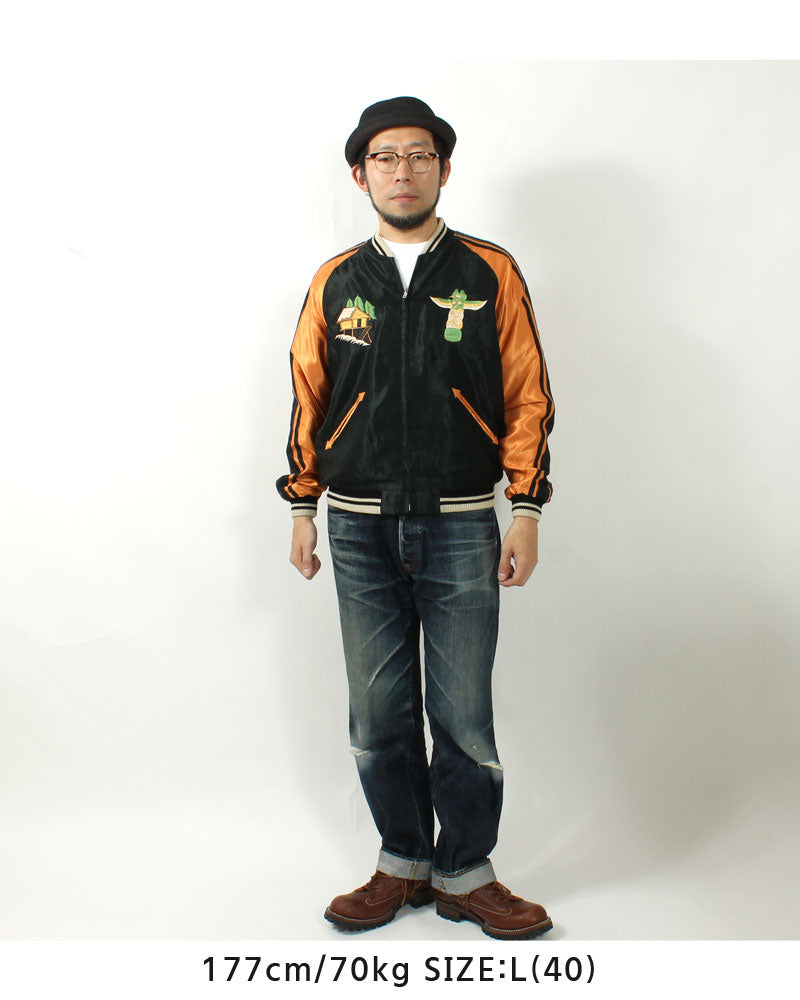 TAILOR TOYO  Late 1950s Style Acetate Souvenir Jacket "ALASKAN EAGLE"×"DOG SLED"  TT15790-128