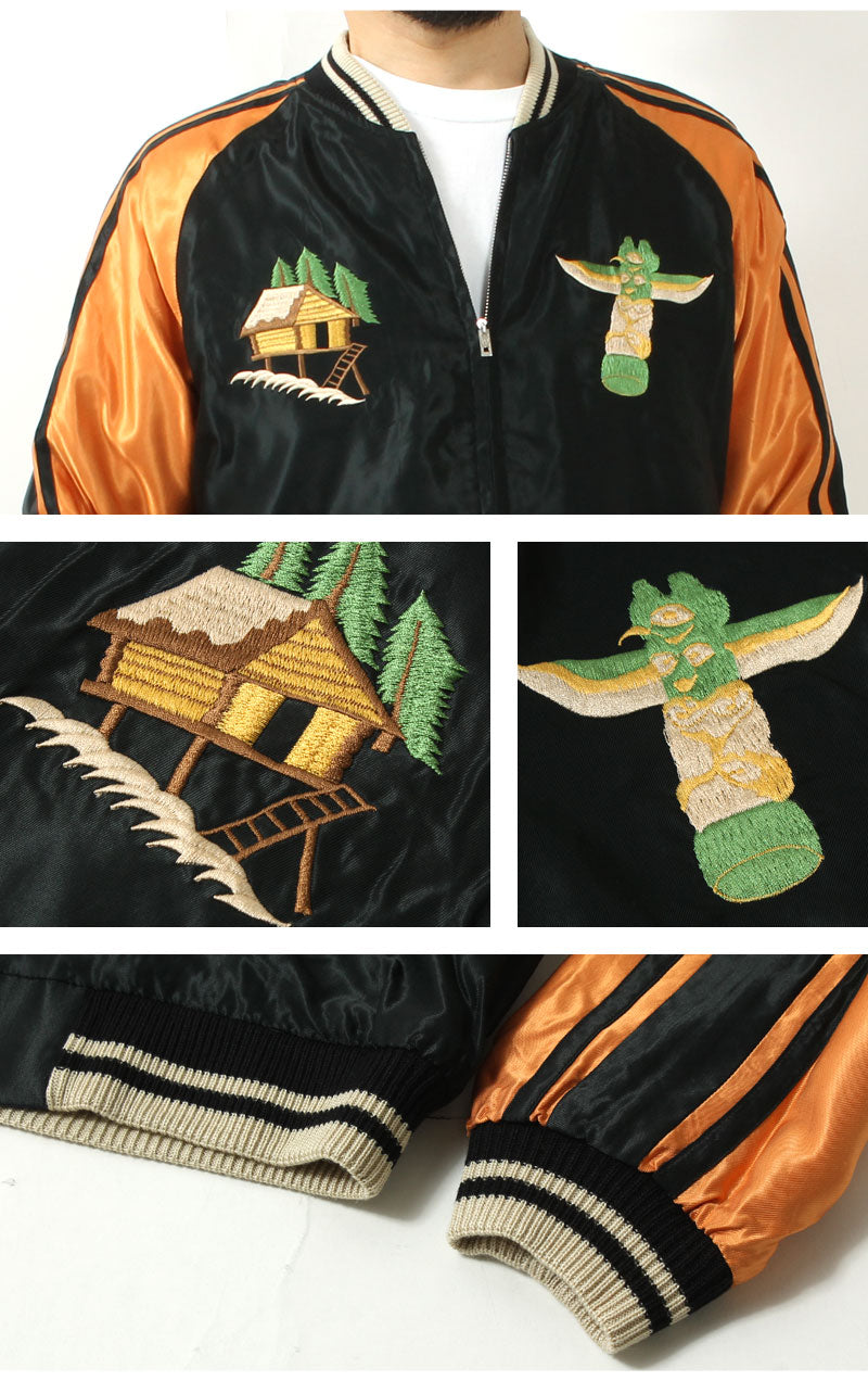 TAILOR TOYO  Late 1950s Style Acetate Souvenir Jacket "ALASKAN EAGLE"×"DOG SLED"  TT15790-128