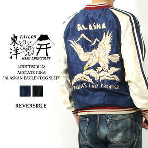 TAILOR TOYO  Late 1950s Style Acetate Souvenir Jacket "ALASKAN EAGLE"×"DOG SLED"  TT15790-128
