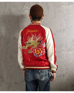 Load image into Gallery viewer, TAILOR TOYO TT15972-159 Early 1950s-Style Acetate Souvenir Jacket “BLACK EAGLE” × “DRAGON HEAD” Embroidered Satin Souvenir Jacket
