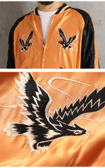 Load image into Gallery viewer, TAILOR TOYO TT15972-159 Early 1950s-Style Acetate Souvenir Jacket “BLACK EAGLE” × “DRAGON HEAD” Embroidered Satin Souvenir Jacket
