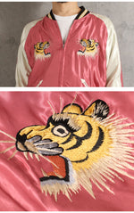 Load image into Gallery viewer, TAILOR TOYO TT15972-219 Early 1950s-Style Acetate Souvenir Jacket “WHITE DRAGON” × “TIGER HEAD” Embroidered Satin Souvenir Jacket
