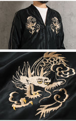 Load image into Gallery viewer, TAILOR TOYO TT15972-219 Early 1950s-Style Acetate Souvenir Jacket “WHITE DRAGON” × “TIGER HEAD” Embroidered Satin Souvenir Jacket
