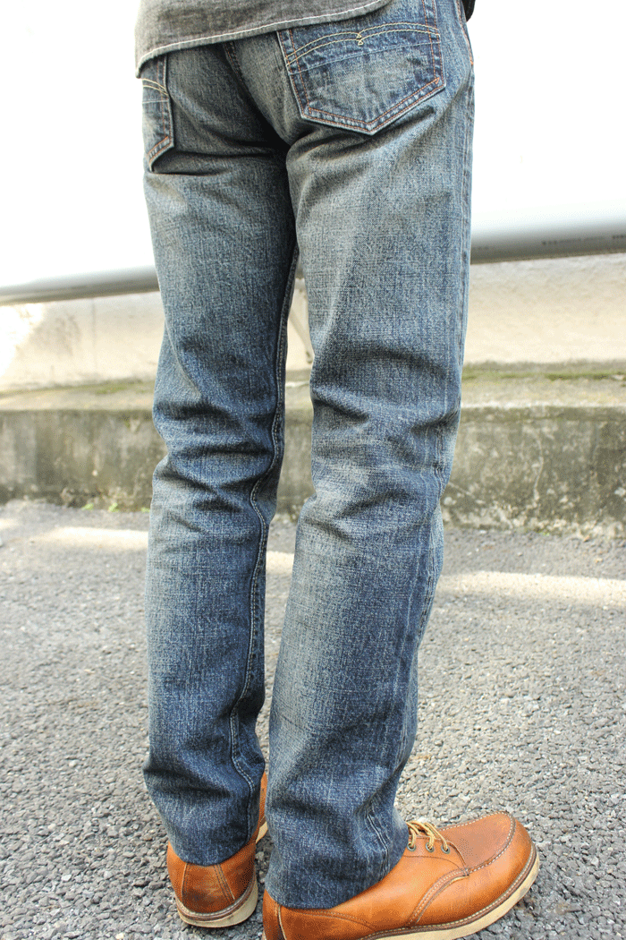 Eight-G Lot,602-RD3 Vintage Style 15oz Tight Fit Jeans(Weathered)