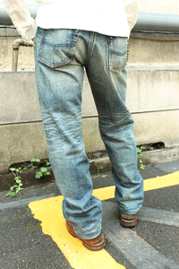 Eight-G Lot,605-RD Vintage Style 15oz Loose Fit Jeans(Weathered)