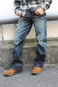 Eight-G Lot,805-RV 19oz "Otoko Denim" Loose Fit StraightJeans(Weathered)