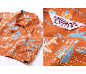 Eight-G Lot,8AS-05 Hawaiian Shirt "Waikiki Air Travel"