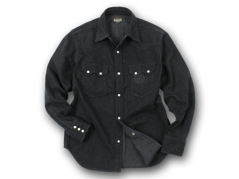 Eight-G Lot,8LS-31 11oz Black Denim Western Shirt
