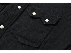 Eight-G Lot,8LS-31 11oz Black Denim Western Shirt
