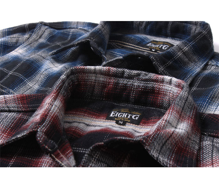 Eight-G Lot,8LS-52 Long Sleeve Check Flannel Work Shirt