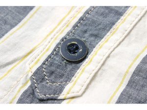 Eight-G Lot,8LS-59 3oz Ctton Linen Stripe Work Shirt