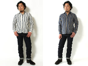 Eight-G Lot,8LS-59 3oz Ctton Linen Stripe Work Shirt