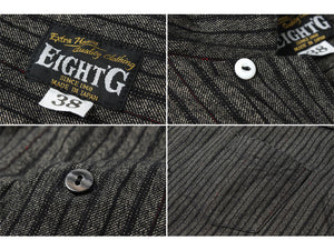 Eight-G Lot,8SS-32 Schonherr Covert Stripe Open Collar Shirts